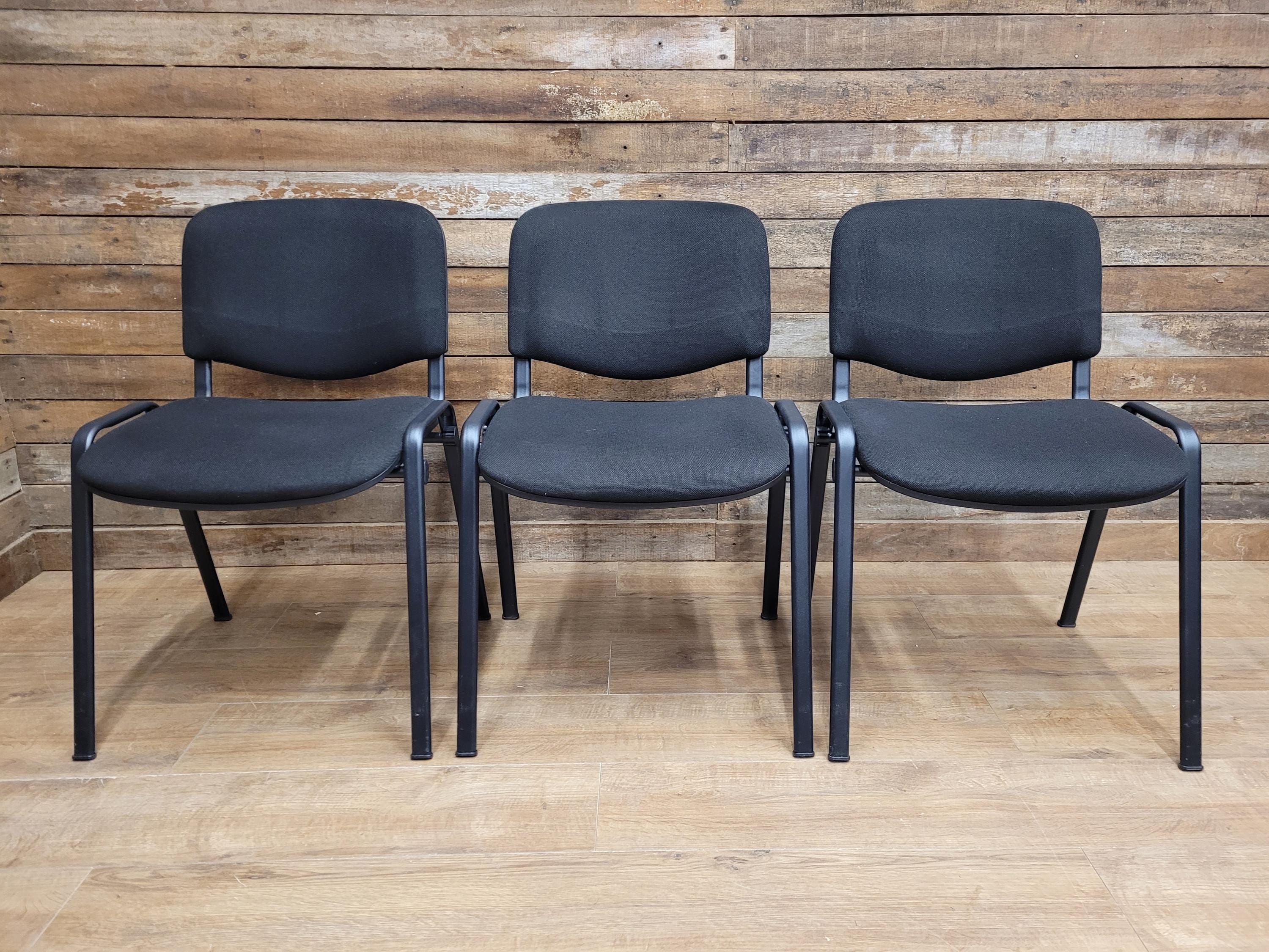 6 Black Fabric Multipurpose Stacker Chairs Stackable Meeting Conference Seating