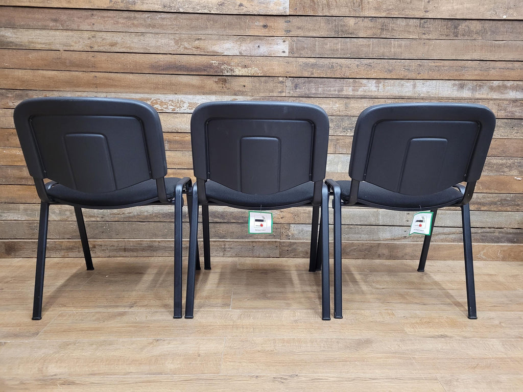 6 Black Fabric Multipurpose Stacker Chairs Stackable Meeting Conference Seating