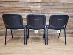 6 Black Fabric Multipurpose Stacker Chairs Stackable Meeting Conference Seating