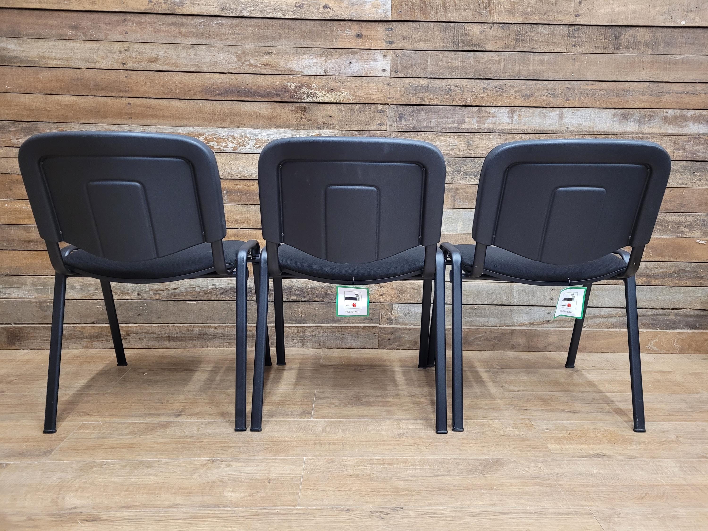 6 Black Fabric Multipurpose Stacker Chairs Stackable Meeting Conference Seating