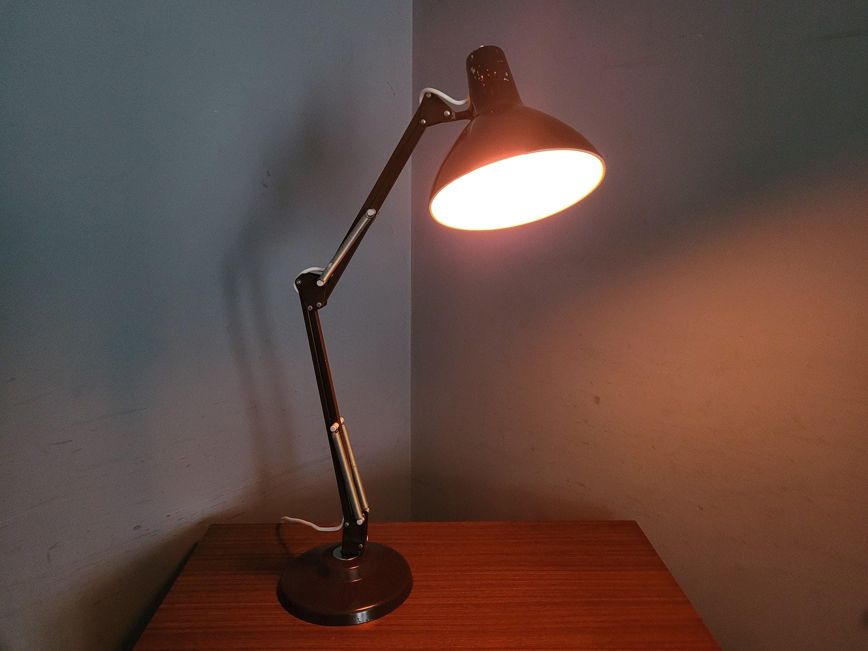 Vintage Brown Angle Desk Lamp Heavy Base Lighting Angled