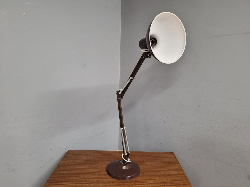 Vintage Brown Angle Desk Lamp Heavy Base Lighting Angled