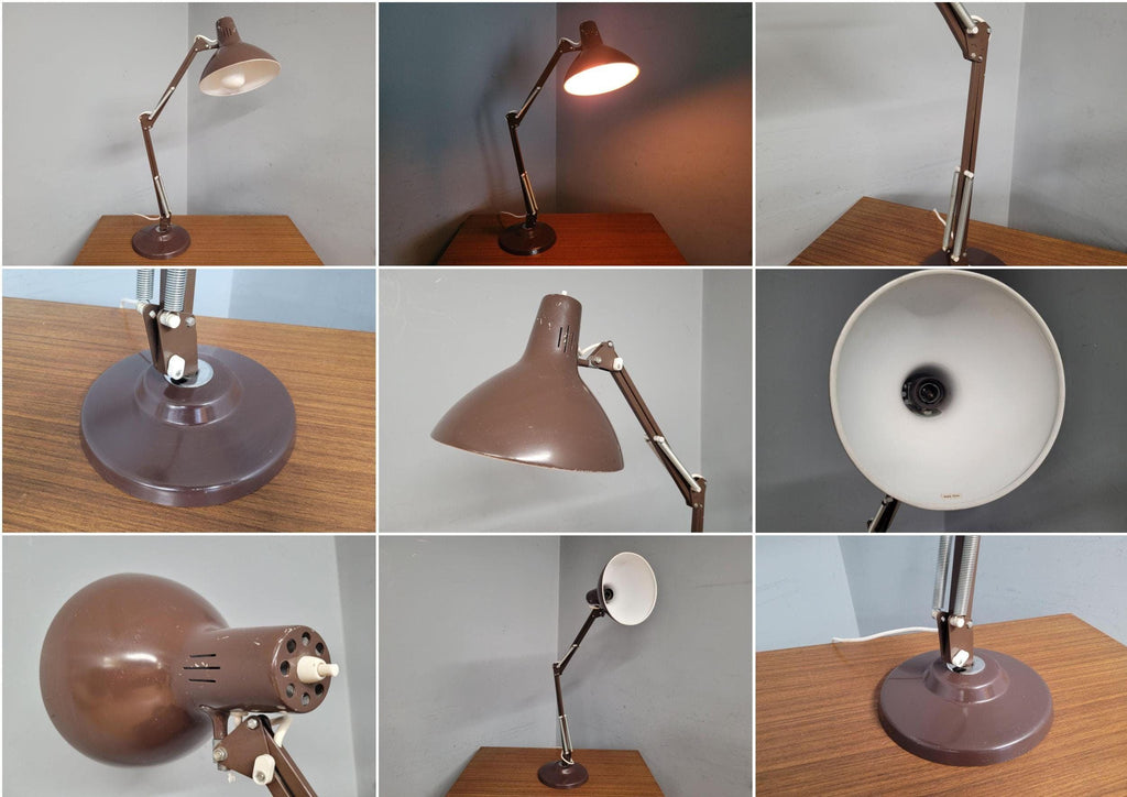 Vintage Brown Angle Desk Lamp Heavy Base Lighting Angled