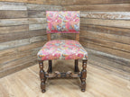 Antique William Morris Acanthus Fully Upholstered Oak Framed Chair Turned Legs