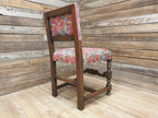 Antique William Morris Acanthus Fully Upholstered Oak Framed Chair Turned Legs