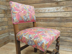 Antique William Morris Acanthus Fully Upholstered Oak Framed Chair Turned Legs