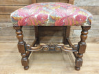 Antique William Morris Acanthus Fully Upholstered Oak Framed Chair Turned Legs