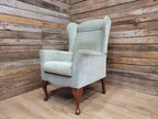 Vintage Petite Wingback Country House Green Armchair Queen Anne Legs