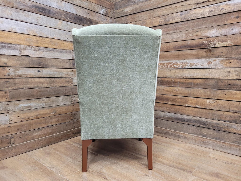 Vintage Petite Wingback Country House Green Armchair Queen Anne Legs