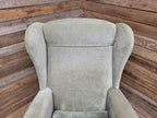 Vintage Petite Wingback Country House Green Armchair Queen Anne Legs