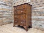 Vintage 2 Over 3 Mahogany Chest Graduating Drawers Bracket Feet Brass Fittings