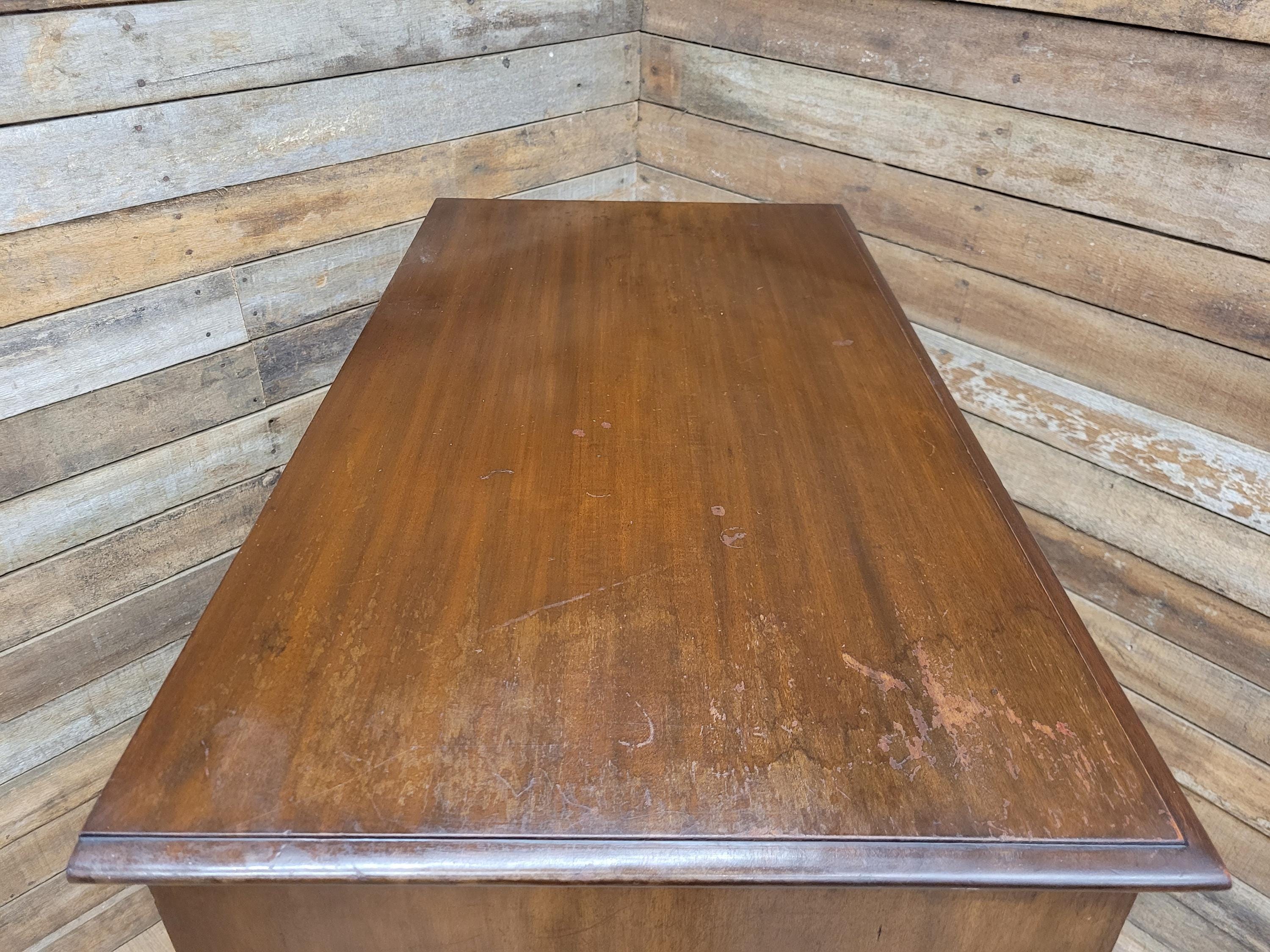 Vintage 2 Over 3 Mahogany Chest Graduating Drawers Bracket Feet Brass Fittings