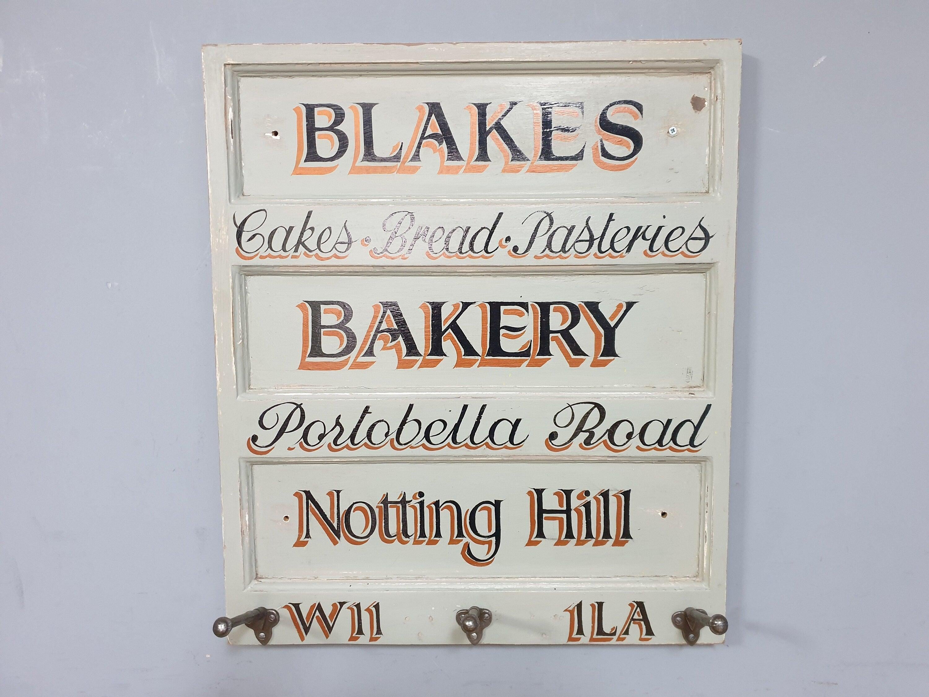 Vintage Distressed Rustic Hand Painted Blakes Bakery Sign Coat Rack