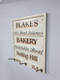 Vintage Distressed Rustic Hand Painted Blakes Bakery Sign Coat Rack