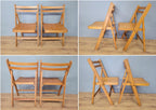 Two Mid Century Wooden Slatted Folding Chairs Space Saving