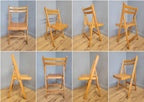 Two Mid Century Wooden Slatted Folding Chairs Space Saving