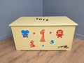 Large Vintage Painted Toy Chest Childs Blanket Box Ottoman
