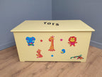 Large Vintage Painted Toy Chest Childs Blanket Box Ottoman