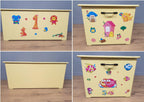 Large Vintage Painted Toy Chest Childs Blanket Box Ottoman