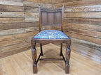 Vintage Hall Bedroom Motif Carved Back William Morris Blue Acanthus Seat Pad