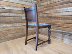 Vintage Hall Bedroom Motif Carved Back William Morris Blue Acanthus Seat Pad