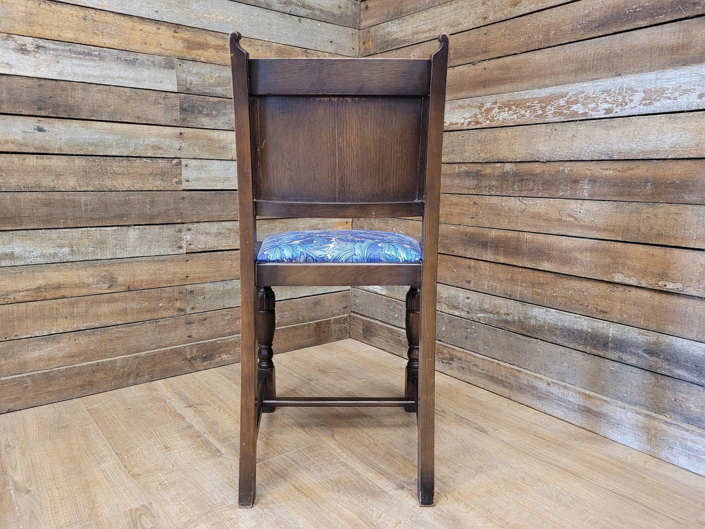 Vintage Hall Bedroom Motif Carved Back William Morris Blue Acanthus Seat Pad