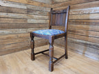 Vintage Hall Bedroom Motif Carved Back William Morris Blue Acanthus Seat Pad