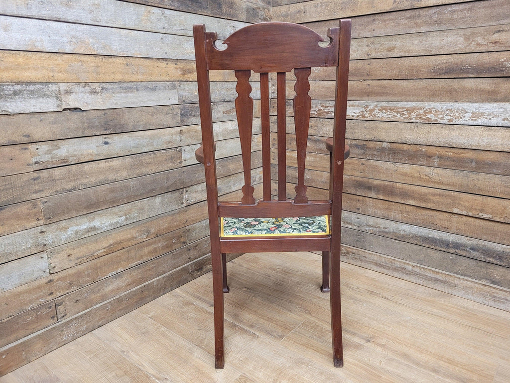Antique Mahogany Framed Edwardian Hall Bedroom Armchair William Morris Fabric