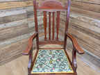 Antique Mahogany Framed Edwardian Hall Bedroom Armchair William Morris Fabric