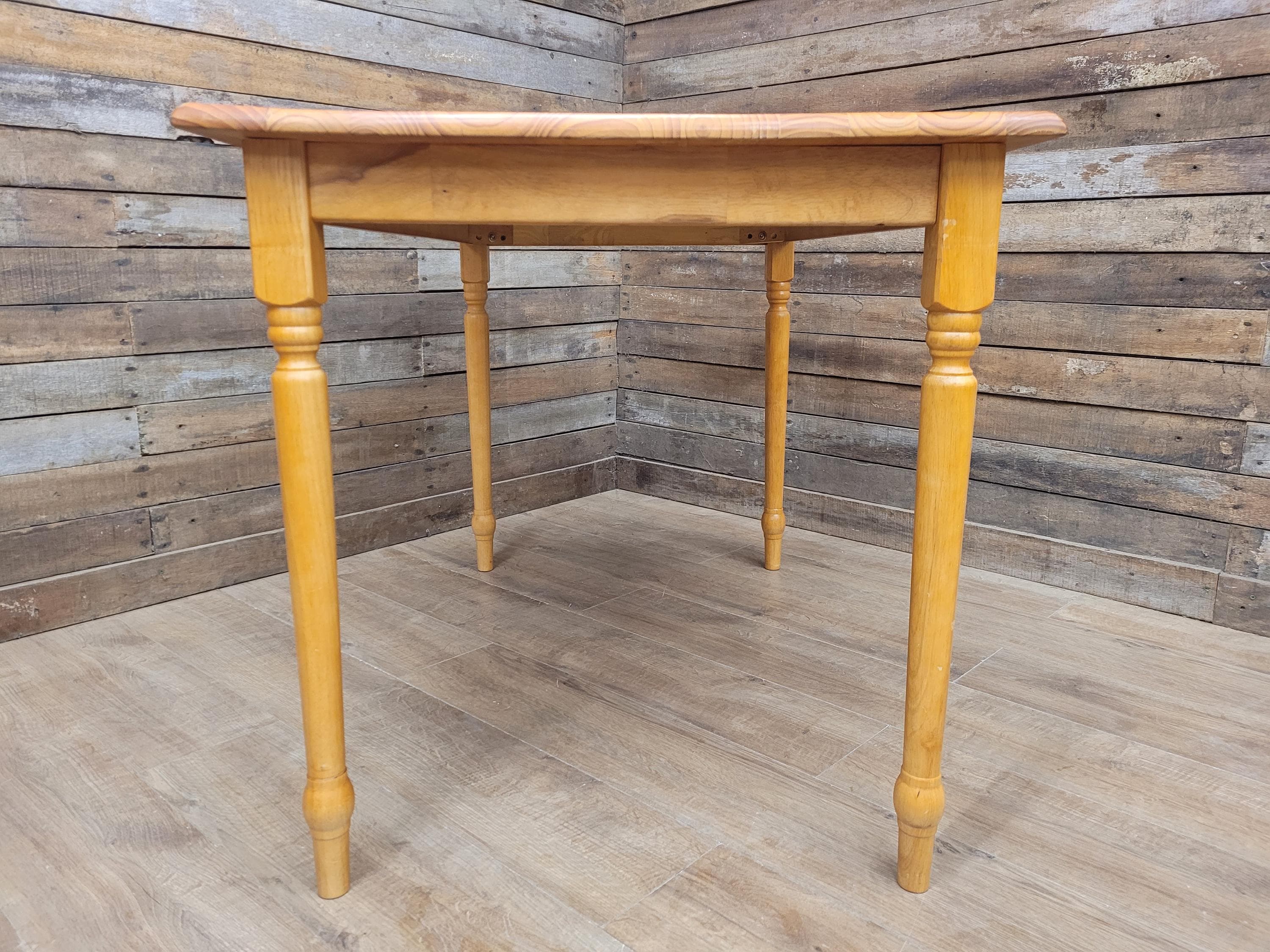 Vintage Pine Kitchen Dining Table with Turned Removable Legs Compact Rustic