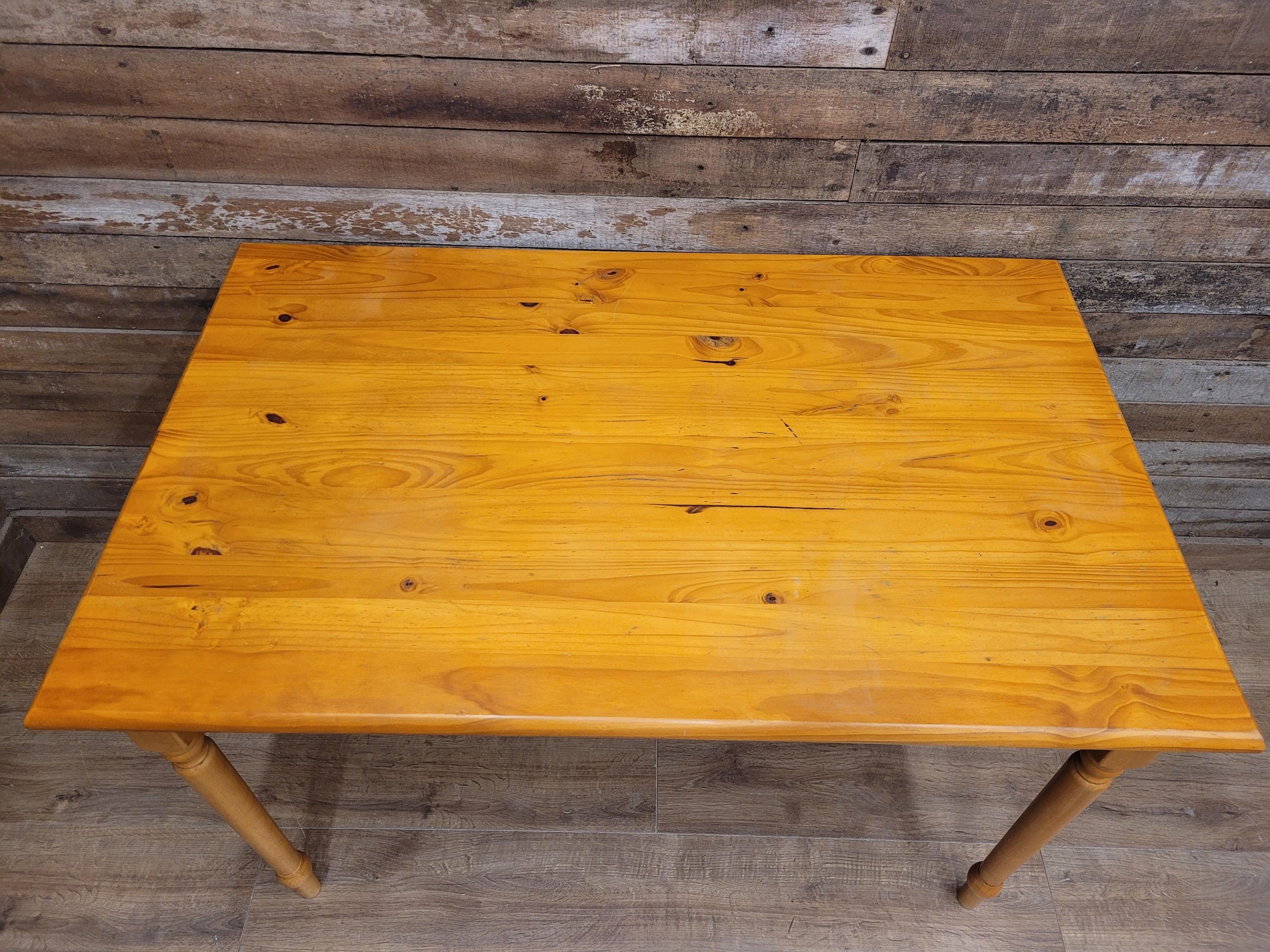 Vintage Pine Kitchen Dining Table with Turned Removable Legs Compact Rustic