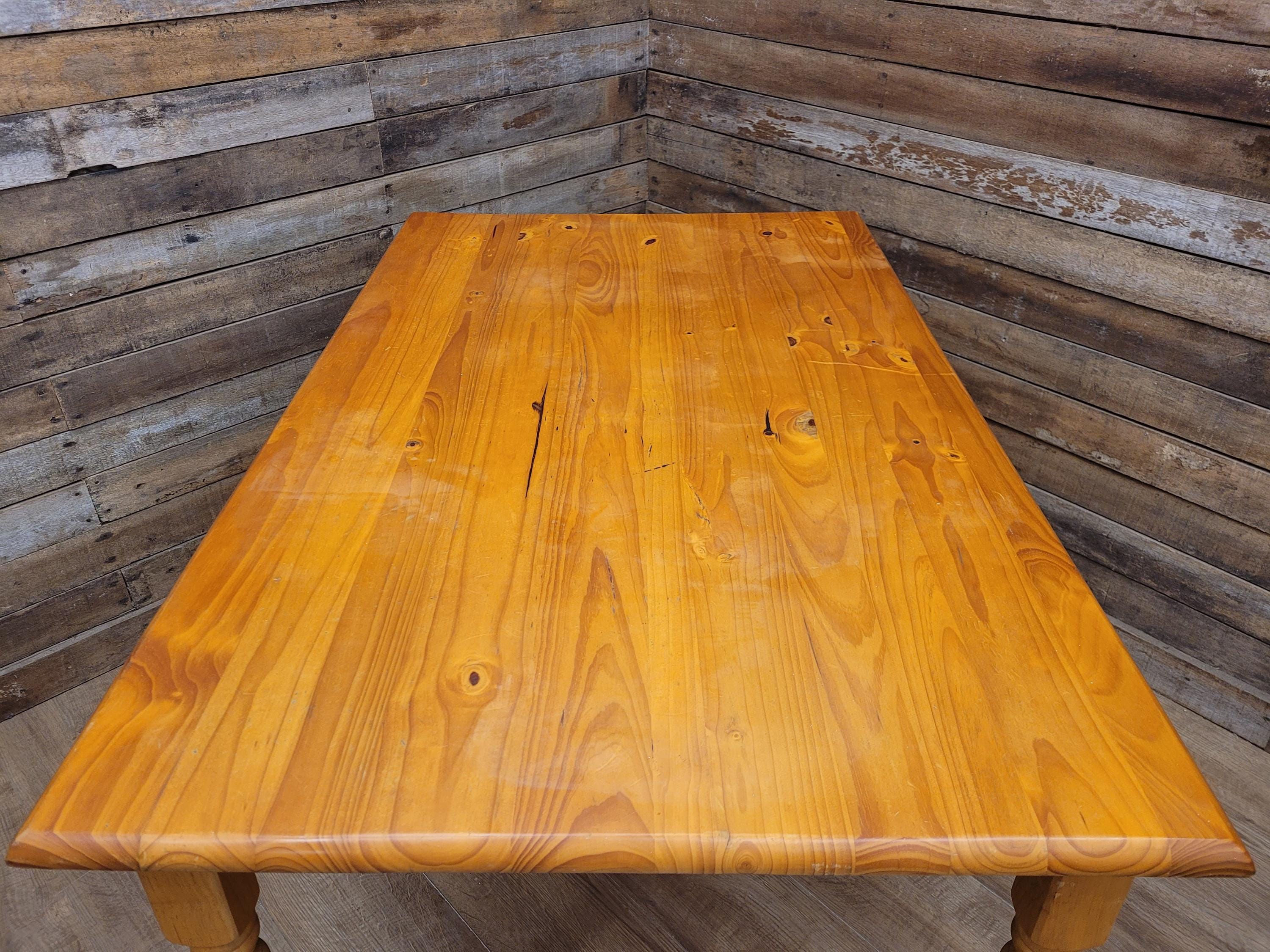 Vintage Pine Kitchen Dining Table with Turned Removable Legs Compact Rustic