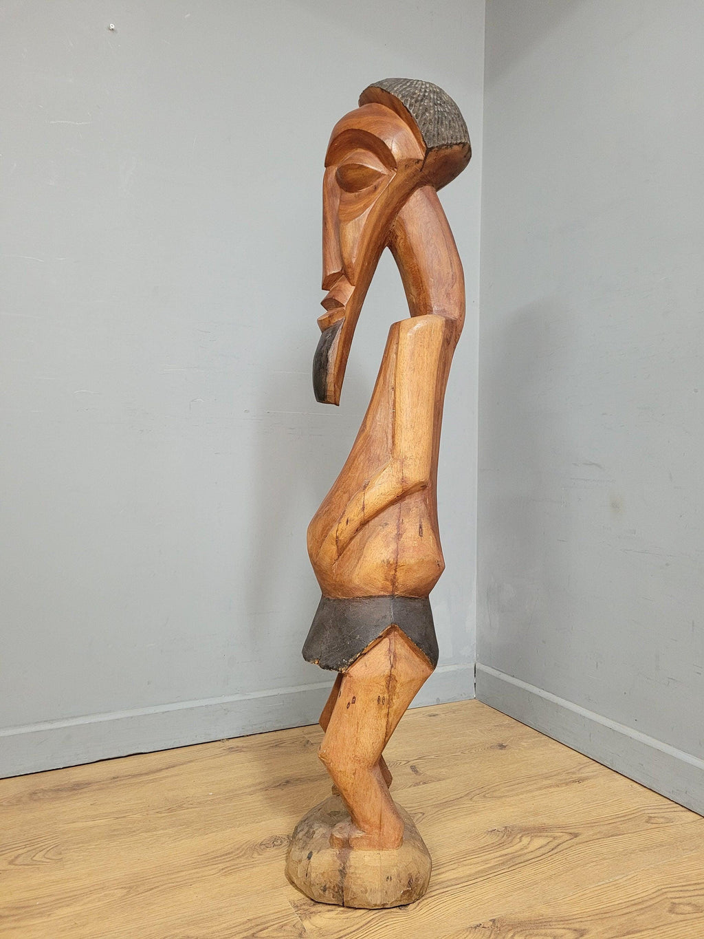Very Large 50" Hand Carved Teak Tribal Art African Statue Interior Design Piece