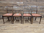 Four Vintage Ladder Back Wool Needlepoint Dining Chairs Pop Out Seat Pads