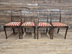 Four Vintage Ladder Back Wool Needlepoint Dining Chairs Pop Out Seat Pads
