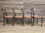 Four Vintage Ladder Back Wool Needlepoint Dining Chairs Pop Out Seat Pads
