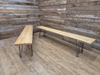 Vintage Distressed Pine Wooden Bench 6ft Long Metal Hairpin Legs ONE LEFT