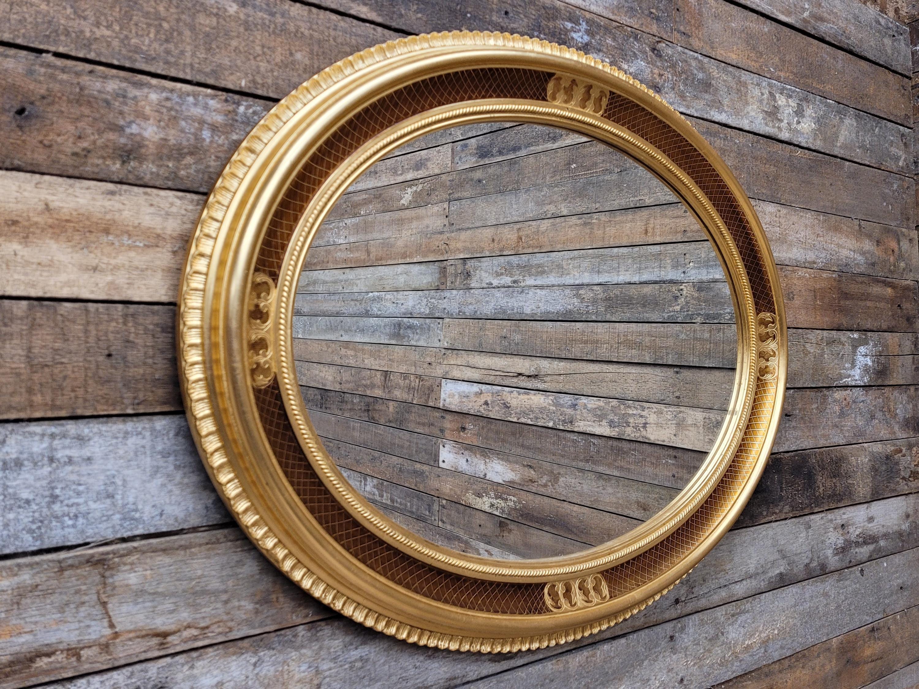 Vintage Classic Oval French Style Giltwood Oval Mantle Bevel Edged Mirror