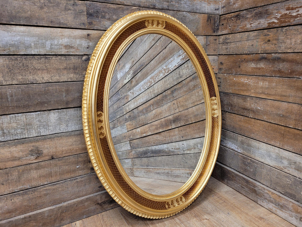 Vintage Classic Oval French Style Giltwood Oval Mantle Bevel Edged Mirror