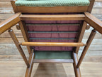 Vintage Mid Century Wooden Armchair Light Green Upholstery 1950s Lounge Chair