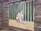 Large 8ft Contemporary Oil Painting Male Nude with Knife Modern Figurative Art
