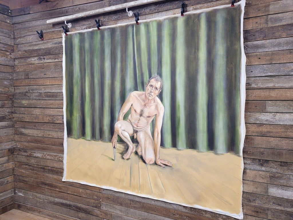 Large 8ft Contemporary Oil Painting Male Nude with Knife Modern Figurative Art