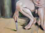 Large 8ft Contemporary Oil Painting Male Nude with Knife Modern Figurative Art