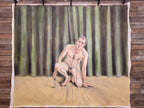 Large 8ft Contemporary Oil Painting Male Nude with Knife Modern Figurative Art