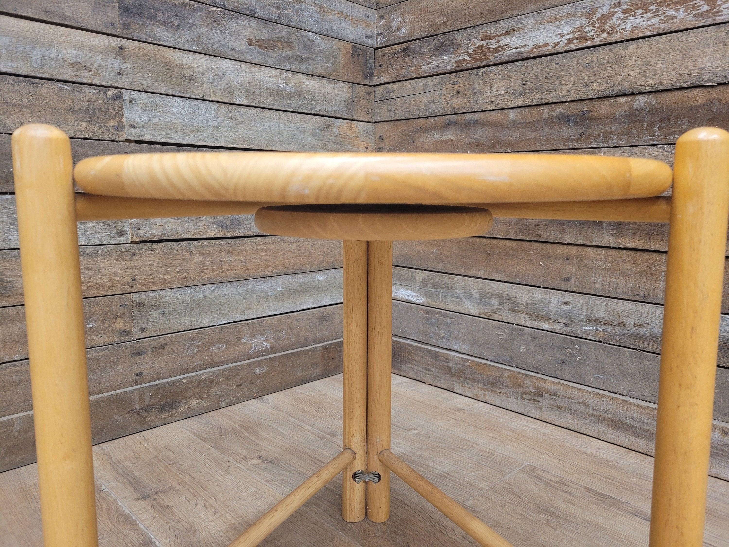 Vintage Blonde Side Table Folding Tray With Lazy Susan Occasional Table