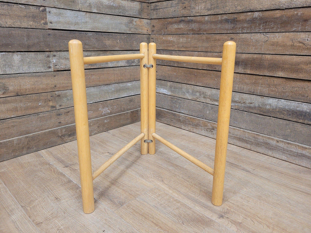 Vintage Blonde Side Table Folding Tray With Lazy Susan Occasional Table
