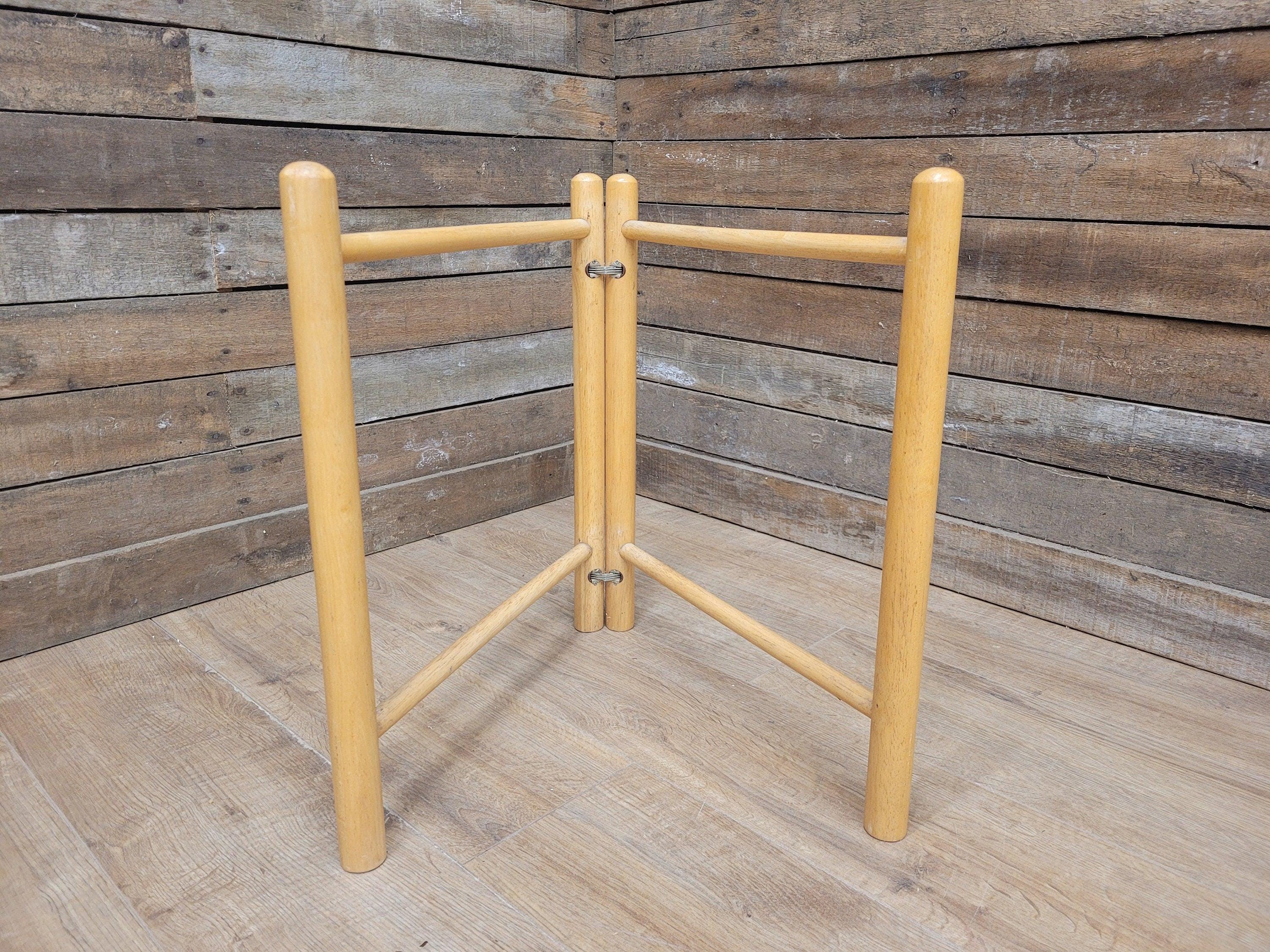 Vintage Blonde Side Table Folding Tray With Lazy Susan Occasional Table