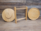 Vintage Blonde Side Table Folding Tray With Lazy Susan Occasional Table