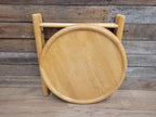 Vintage Blonde Side Table Folding Tray With Lazy Susan Occasional Table
