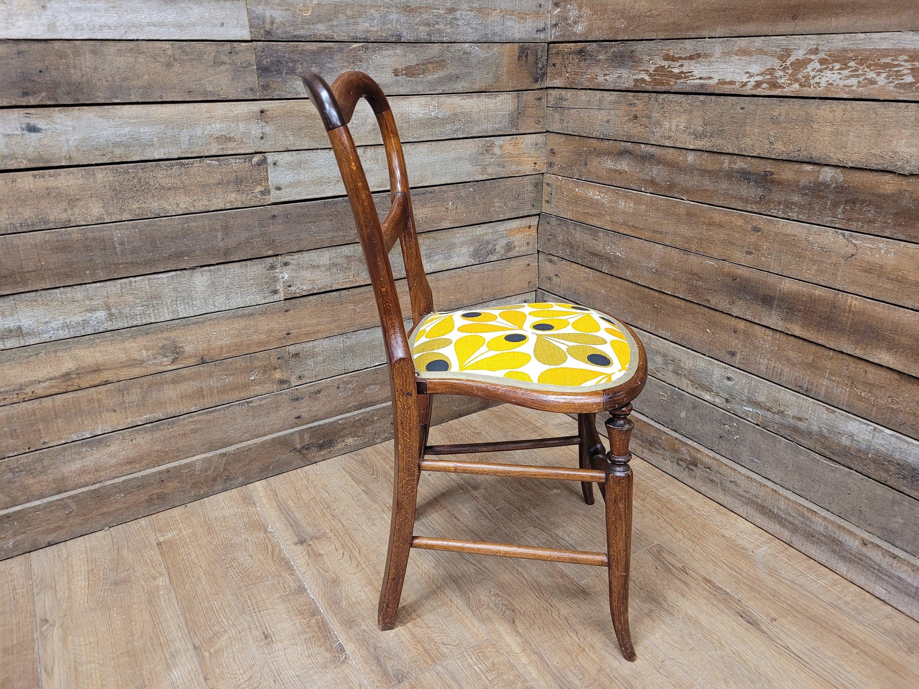 Antique Mahogany Balloon Backed Fully Upholstered Designer Fabric